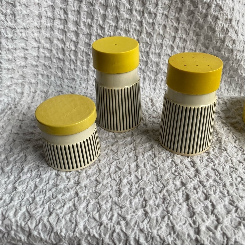 Vintage Hornsea Summertime Cruet set salt & pepper shaker mustard pot & dish MCM - Picture 2 of 16